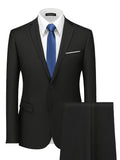 2 Pieces Men's Formal Suit Set - One Button Jacket & Dress Pants for Business, Dinner, Wedding, Party Occasions