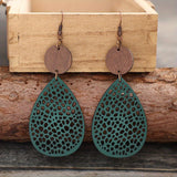 Vintage Hollow Leaf Shape PU Leather Earrings Jewelry Gift For Party Vacation Decor Accessories Fall Winter Ear Ornaments