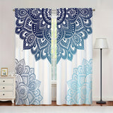 2pcs Bohemian Blue Mandala Print Curtains, Rod Pocket Decorative Window Drapes, Window Treatments For Bedroom Living Room, Home Decoration, Room Decoration