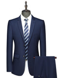 2-Piece Formal Suit Set - Classic Two-Button Jacket & Matching Dress Pants for Business, Wedding, Party - High-Quality Fabric, Adjustable Waist, Comfortable Fit, Versatile Style