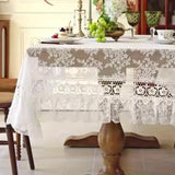 Handcrafted Floral Lace Polyester Tablecloth, Square French Vintage Lace Edge Design for Dining, Coffee Table & Party Decor - 1pc White Table Linen Suitable for Home and Restaurant