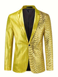 Glittering Mens Sequin-Ornamented Suit Jacket - Solid Color, Perfect for Wedding, Party & Formal Prom - A Stylish, Elegant Blazer to Elevate Your Look