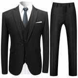 Elegant 3pc Mens Suit Set - Single-Button Blazer, Tailored Vest & Trousers - Ideal for Weddings & Business Events