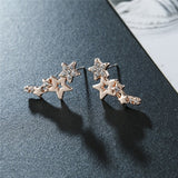 Star Shape Stud Earrings Inlaid Shiny Rhinestones Elegant Ear Jewelry Decorations For Women