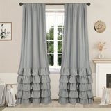 2pcs Ruffle Decorative Romantic Curtains, Window Drapes for Bedroom Living Room, Home Room Decoration