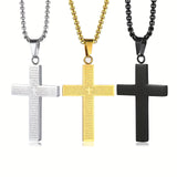 1pc Multi-color Men's Titanium Steel Carved Cross Pendant Necklace, Men's And Women's Stainless Steel Cross Pendant