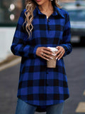 Long Sleeve Plaid Print Classic Shirt, Casual Button Front, Women's Clothing