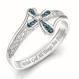 1pc Exquisite And Fashionable Blue Cubic Zirconia Cross Ring For Men And Women, Jewelry Gift