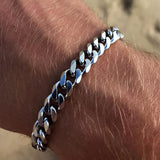 1pc Men's Silver Domineering Stainless Steel Chain Bracelet, Cuban Link Bracelet For Men, Father's Day Gift