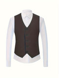 2-Piece Men's Classic Solid Color Dress Suit Set - Single Breasted V-Neck Waistcoat and Fitted Pants for Wedding, Party, Dance, and Formal Occasions - Stylish, Comfortable, and Versatile