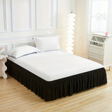 [1pc Elastic Solid Bed Skirt] 1pc Glam Style Solid Color Bed Skirt, Elastic Adjustable, Soft Polyester, Machine Washable, Ruffle Embellishment, Woven Fabric, 90gsm - Ideal for Bedroom, Living Room, Guest Room Decor, Bed Room