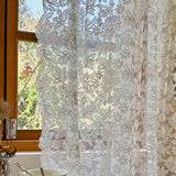 2-Piece Vintage Jacquard Sheer Curtain Set with Rod Pocket, Polyester Mesh Lace Embroidered Decorative Panels for Bedroom, Kitchen, Restaurants - Washable, Unlined, Romance Theme, All-Season