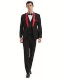 3-Piece Classic Formal Suit Set for Men - Single Button Jacket, Vest, and Trousers - Elegant Formal Attire for Weddings, Job Interviews, and Special Occasions