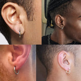 5pcs Stainless Steel Earrings Round Wire Earrings Hooks Loop Drop Dangles Set, Huggie Hoop Earring Hooks For Men