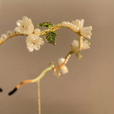 White Pearl Drop Elegant Orchid Hair Hoop for Women - Chinese Style Hair Accessories - Elegant & Feminine Hairband