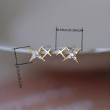 Double Star Design Stud Earrings Inlaid zirconia For Women Proposal Engagement Party Jewelry Gift