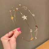 New Korean Style Copper Alloy Headband With Metal Stars And Moon, ideal choice for gifts