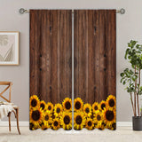 2pcs Sunflower Printed Curtain, Rod Pocket Window Treatment For Bedroom Office Kitchen Living Room Study Home Decor