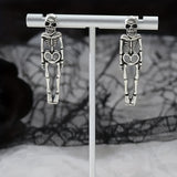 Halloween Silvery Skeleton Design Dangle Earrings Retro Goth Style Alloy Jewelry Ghost Festival Ornaments