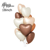 10/5/1Pc Brown Beige Cream 18Inch Heart Balloons Number 1 2 3 4 5 6 Birthday Foil Balloon Helium