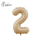 10/5/1Pc Brown Beige Cream 18Inch Heart Balloons Number 1 2 3 4 5 6 Birthday Foil Balloon Helium