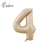 10/5/1Pc Brown Beige Cream 18Inch Heart Balloons Number 1 2 3 4 5 6 Birthday Foil Balloon Helium