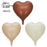 10/5/1Pc Brown Beige Cream 18Inch Heart Balloons Number 1 2 3 4 5 6 Birthday Foil Balloon Helium