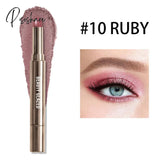 10 Color Double Ended Eye Shadow Stick With Sponge Brush Pearlescent Lasting Eyeshadow Pen