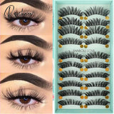 10 Pairs 3D Faux Mink Lashes Fluffy Soft Wispy Volume Natural Long False Eyelashes Eyelash