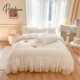 100% Cotton 3Pcs Three-Dimensional Rose Duvet Cover Set Pillowcase Princess Style Lace Bedding For