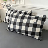 100% Cotton Black Plaid Simple Stylebedding Set A/B Side 1 Duvet Cover 2 Pillowcase Breathable No