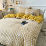 100% Cotton Black Plaid Simple Stylebedding Set A/B Side 1 Duvet Cover 2 Pillowcase Breathable No