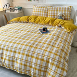 100% Cotton Black Plaid Simple Stylebedding Set A/B Side 1 Duvet Cover 2 Pillowcase Breathable No