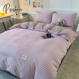 100% Cotton Black Plaid Simple Stylebedding Set A/B Side 1 Duvet Cover 2 Pillowcase Breathable No
