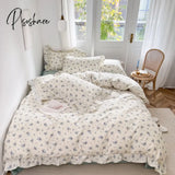 100% Cotton French Vintage Gardenia Printing Princess Bedding Set Rural Flowers Ruffles Quilt/Duvet