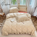 100% Cotton French Vintage Gardenia Printing Princess Bedding Set Rural Flowers Ruffles Quilt/Duvet