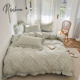 100% Cotton French Vintage Gardenia Printing Princess Bedding Set Rural Flowers Ruffles Quilt/Duvet