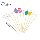 100Pcs Easter Bunny Fruits Food Picks Rabbit Eggs Sandwich Bamboo Toothpicks For Kids Birthday