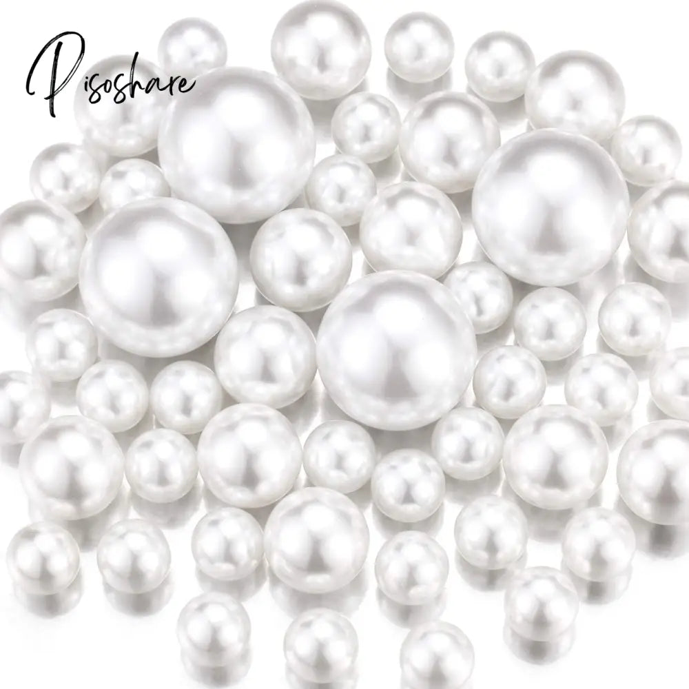 100Pcs Floating No Hole Pearls - Jumbo/Assorted Sizes Vase Decorations Includes Transparent Water