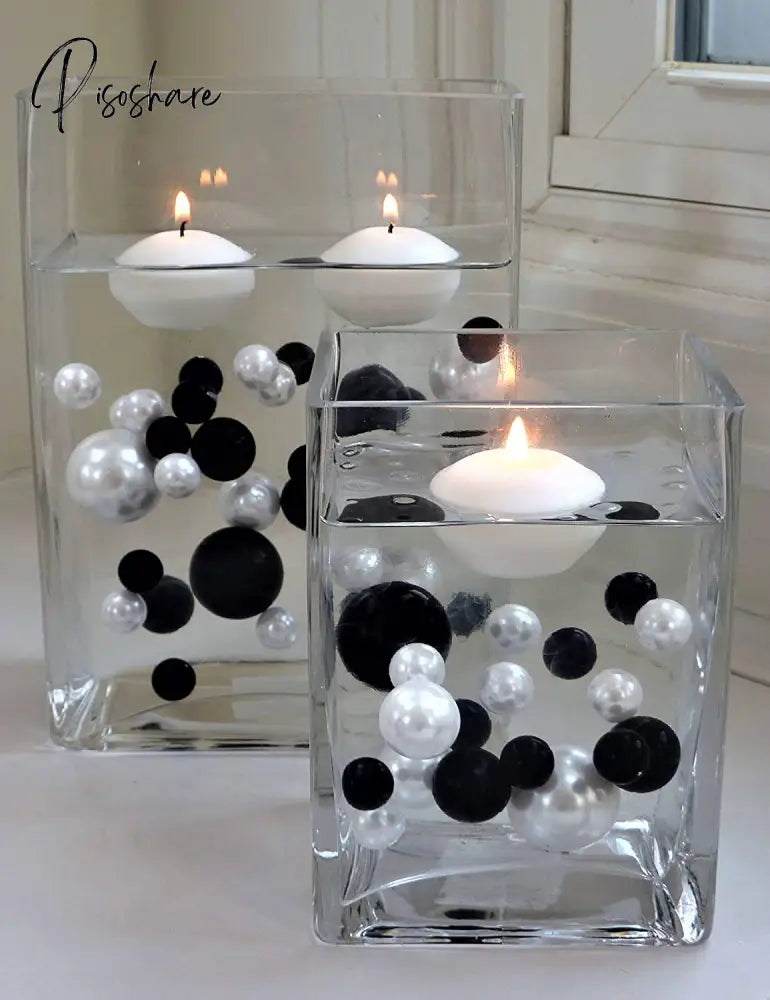 100Pcs Floating No Hole Pearls - Jumbo/Assorted Sizes Vase Decorations Includes Transparent Water