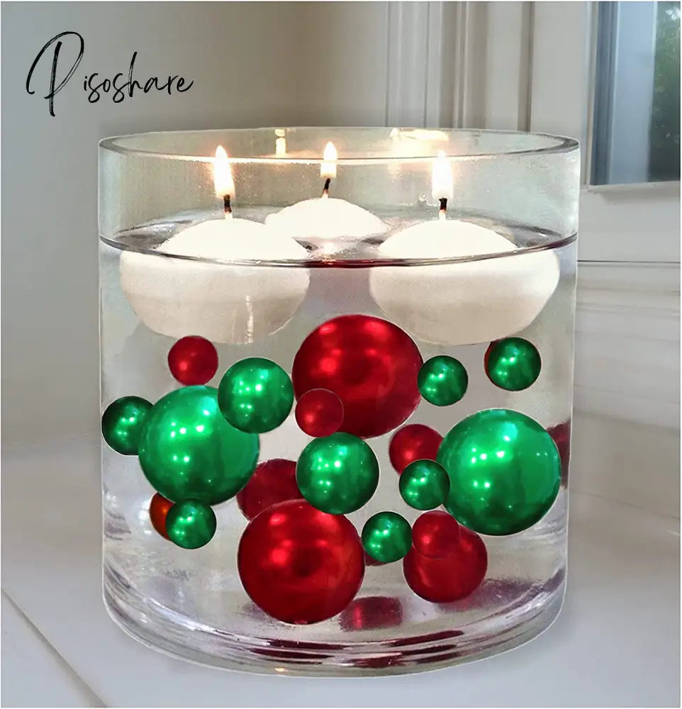 100Pcs Floating No Hole Pearls - Jumbo/Assorted Sizes Vase Decorations Includes Transparent Water