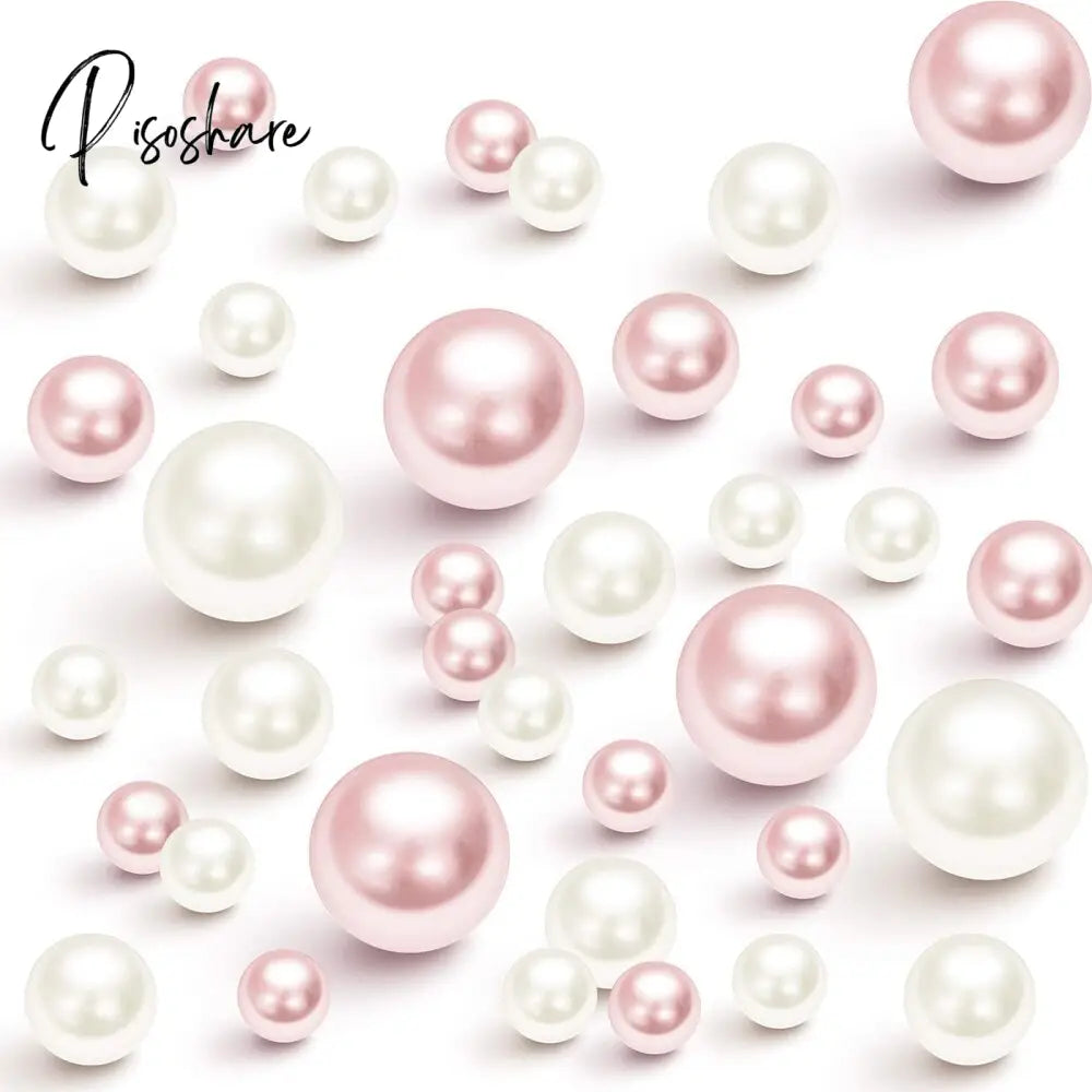 100Pcs Floating No Hole Pearls - Jumbo/Assorted Sizes Vase Decorations Includes Transparent Water