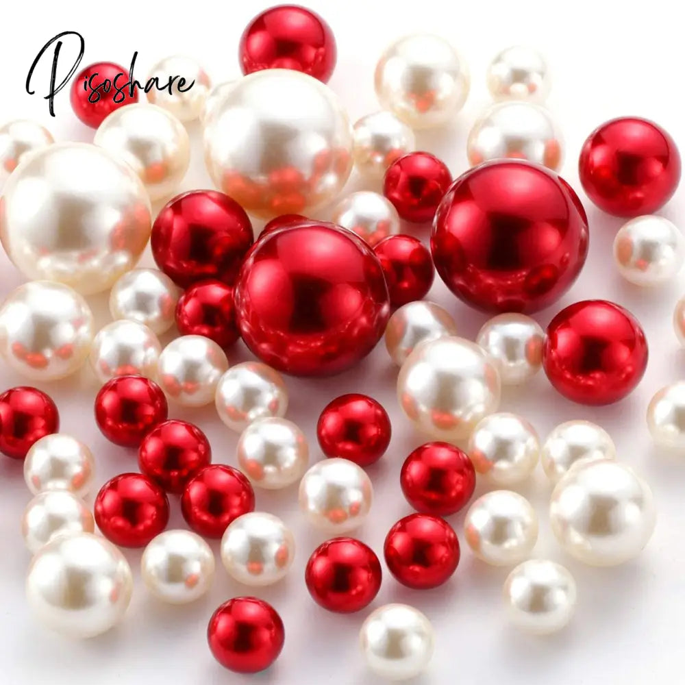 100Pcs Floating No Hole Pearls - Jumbo/Assorted Sizes Vase Decorations Includes Transparent Water