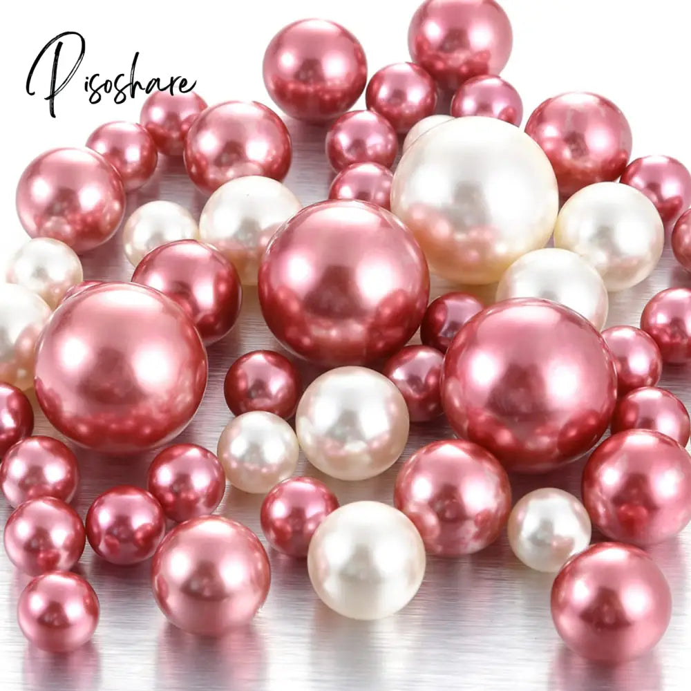 100Pcs Floating No Hole Pearls - Jumbo/Assorted Sizes Vase Decorations Includes Transparent Water
