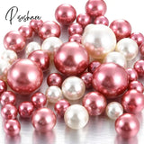 100Pcs Floating No Hole Pearls - Jumbo/Assorted Sizes Vase Decorations Includes Transparent Water