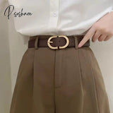 105Cm Female Fashion Belt Simple Metal Buckle For Women Black Suit Jeans Clothing Accessories