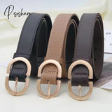 105Cm Female Fashion Belt Simple Metal Buckle For Women Black Suit Jeans Clothing Accessories