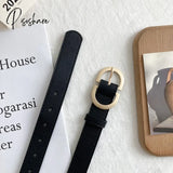 105Cm Female Fashion Belt Simple Metal Buckle For Women Black Suit Jeans Clothing Accessories