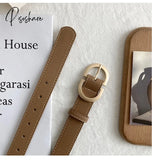 105Cm Female Fashion Belt Simple Metal Buckle For Women Black Suit Jeans Clothing Accessories Camel