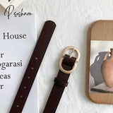 105Cm Female Fashion Belt Simple Metal Buckle For Women Black Suit Jeans Clothing Accessories